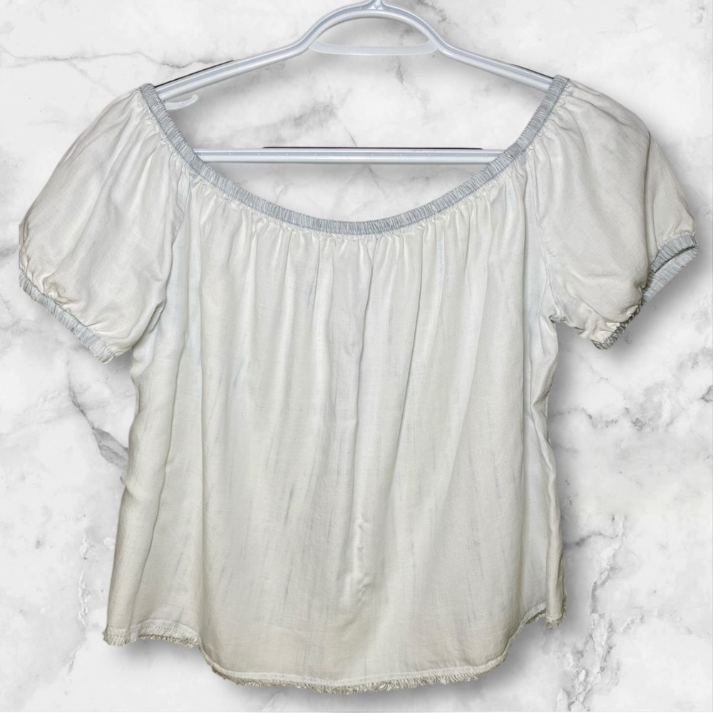 Bella Dahl White Off-Shoulder Top with Raw Hem, XS